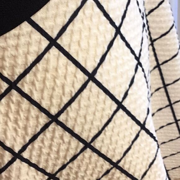 Cream & black waffle weave sleeveless dress with mesh inserts - Picture 5 of 13